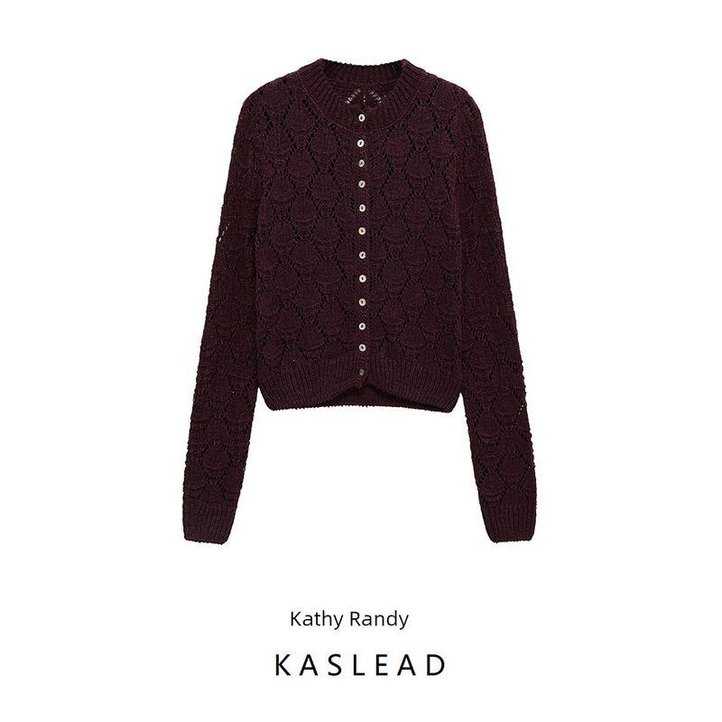 Kaslead New Women clothes Western Style Fashion Simple Jacquard Mesh Knitted Outerwear 9598065