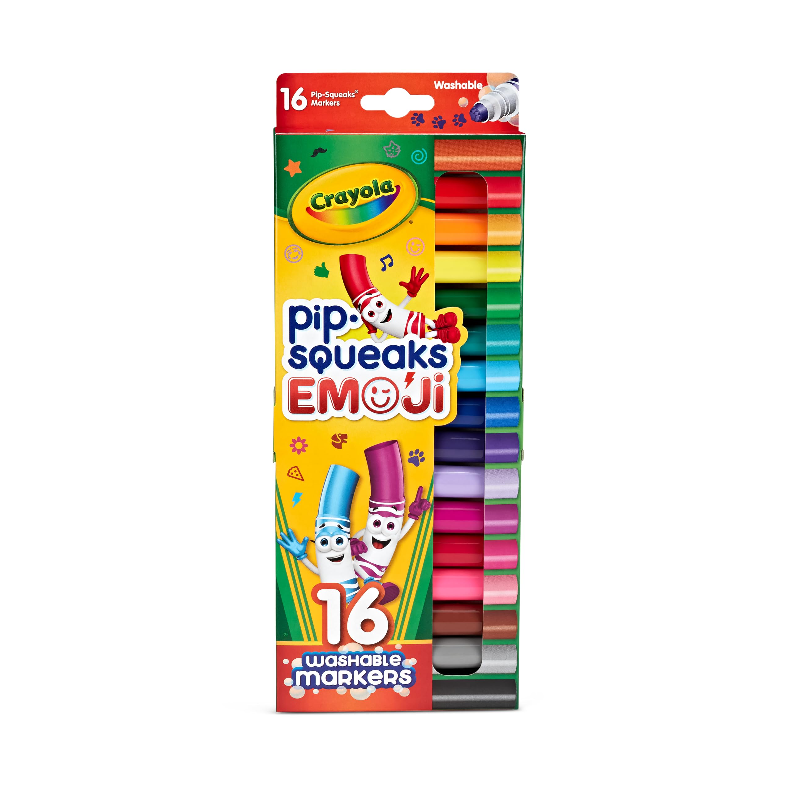 

Crayola Pip Squeaks Emoji Смываемые 16 Аутентичные маркеры Crayola Pip Squeaks Emoji, Смываемые штампы в форме ручек, Дизайны, 588717,