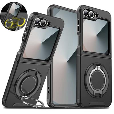 Magnetic Ring Armor Case For Samsung Galaxy Z FLIP 6 5G ZFLIP6 Lens Protection Magsafe Wireless Charge Shockproof Cover
