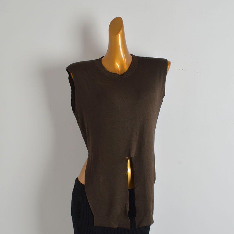 Sexy Sexy round Neck Stylish Cross Breasted Ice Silk Sweater Women's Summer Vest Unique Chic Tops