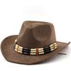 New Trendy Elegant Suede Flared Brim Fedora Retro Hats For Men And Women Outdoor Travel Jazz Hats Ethnic Style Cool Cowboy Caps