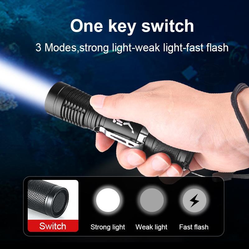 11111LM Super Diving LED Flashlight Portable Rechargeable Dive Torches IPX8 Waterproof Professional Hunting Fishing Lanterns