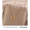 Ins Style Simple V Shaped Diamond Pendant Titanium Steel Clavicle Necklace For Women