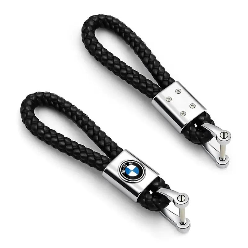 BAIJ1 2025 Car logo Keychain With Car Logo Metal Keychain Nylon Braided Rope Key Ring For BMW E90 E60 E61 E93 E87 E36 E46 E39 E53