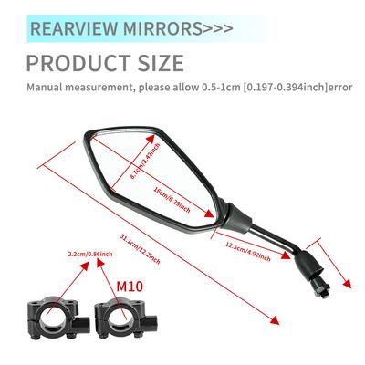 Universial 10mm Motorcycle HandleBar Mirror Scooter ATV Off-road Motorbike Rearview Mirrors E-Bike Back Side Convex Mirror