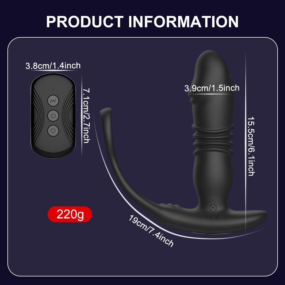 Male Prostate Massage Thrusting Vibrator Anal Plug Vibrator Silicone Ring Delay Ejaculation Masturbator Adult Sex Toys for Men