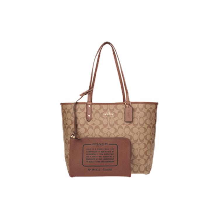 

New COACH City PVC Tote Bag, Shopping Bag, Combo Bag, Handbag, Shoulder Bag Large Women s Brown 36658-IME74 33.0*15.0*29.0CM