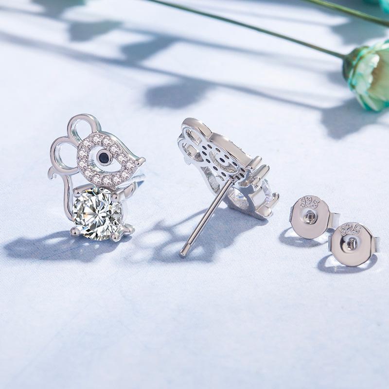 Cercei Șoarece Diamant Proaspăt Stil Coreean – Bijuterii Zodii Drăguțe pentru Femei