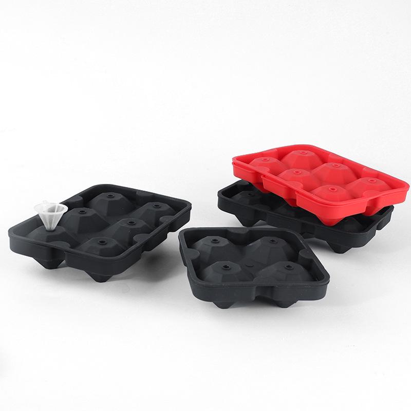 Diamond-Shaped Ice Cube Tray - 6 Grids Silicone Mold for Ice Balls, Chocolate, and Cake