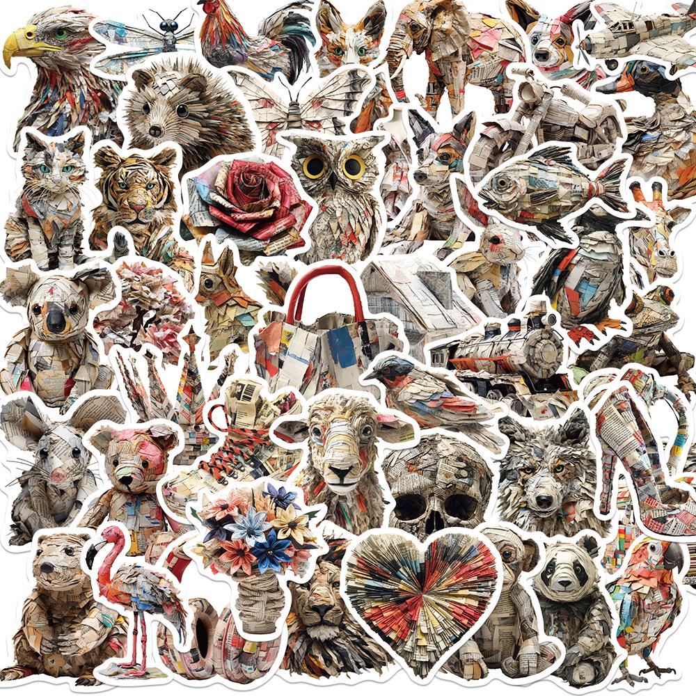 Sada samolepek divoké zvěře: Los, Alpaka, Panda & Lev