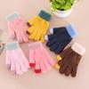 Children Knitted Gloves Winter Kids Pupil Student Solid Color Furry Full Finger Mittens Autumn Writing Warmer Hand Baby Hand Gloves