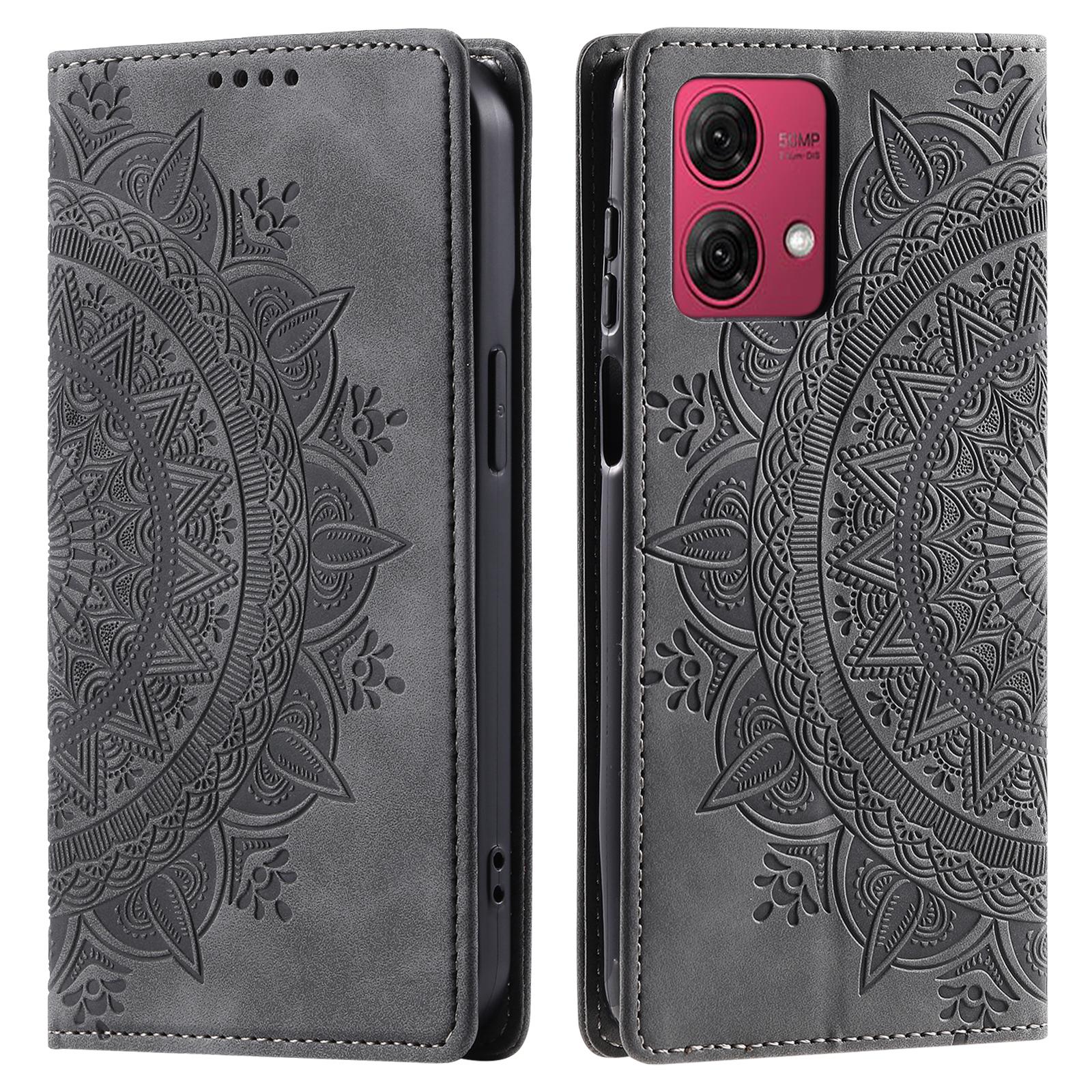 

Style 010 For Motorola Moto G85 5G/S50 Neo 5G Case Mandala Pattern Magnetic Closing Leather Phone Cover Grey