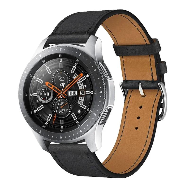 

20 мм 22 мм кожаный ремешок для Samsung Galaxy Watch 7 6 47 мм 44 мм Classic/5 Pro Active 2/3/46 мм браслет Huawei GT/2/3 Pro Galaxy Watch 4 40 мм ремешок 22MM watchband чёрный