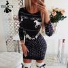 Women's Fashion Spring Fall Long Sleeve O-Neck High Waist Casual Dresses