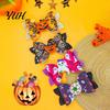 Cute Halloween Hair Accessories Glitter Bow Clips for Kids Baby Girls, Double Layer Party Dress Up Supplies Ghost/Pumpkin/Eyeball Bowtie Pins