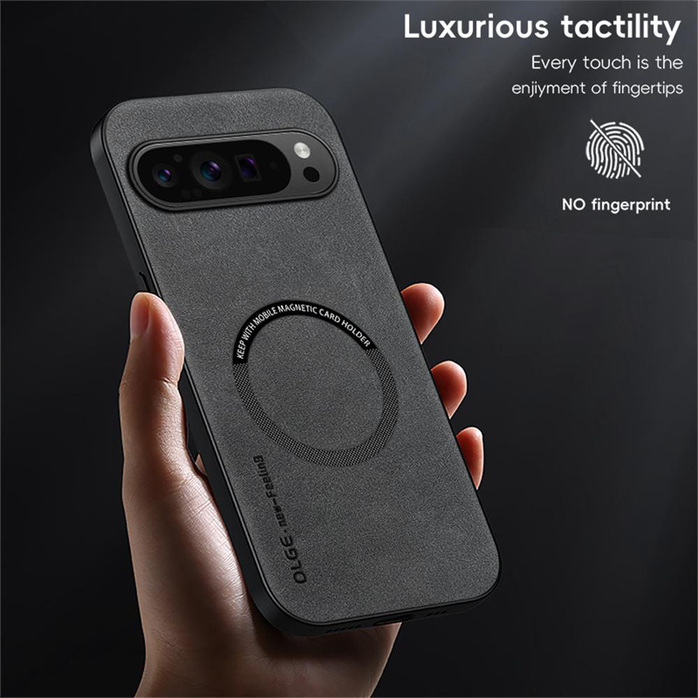 WANLONFENG YBP Series For Google Pixel 9 Pro Magnetic Case with Tempered Glass Film PU Leather+TPU Phone Cover Large Cutout