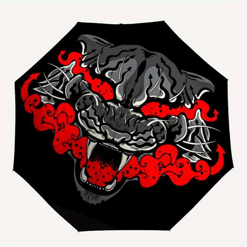 

1pc Tiger Flames Automatic Umbrella High Quality Canopy, Portable Folding Umbrella with, Ideal Gift for - Travel, Everyday, Formal Events, S