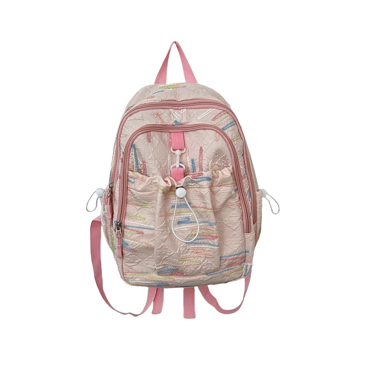 

School bag trendy high-value school bag female primary school students junior high school students niche design sense simple versatile backpack single package розовый