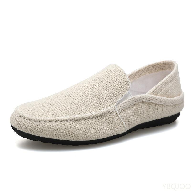 Fashion New men's shoes are breathable, casual soft comfortable fashionable flat shoes Summer men's lazy casual linen canvas shoes
