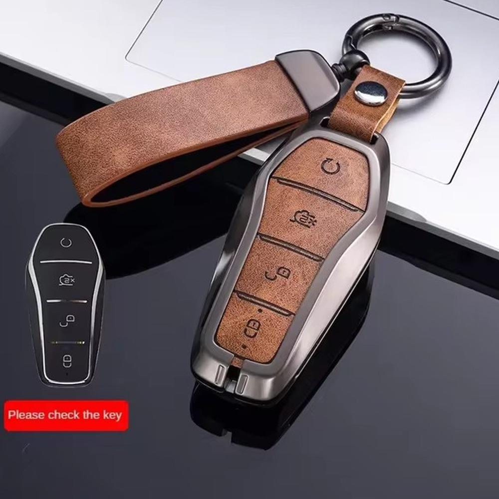 Zinc Alloy Car Key Case 4 Butoons Easy To Install Remote Fob Holder For Byd Song Plus Atto 3 Han Ev Tang Dm Qin Seal Dolphin