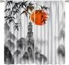 Japanese Style Blackout Curtain,Sea Wave Cherry Blossom Crane Ocean Bird Themed Watercolor Curta For Dining Room Cafe Living