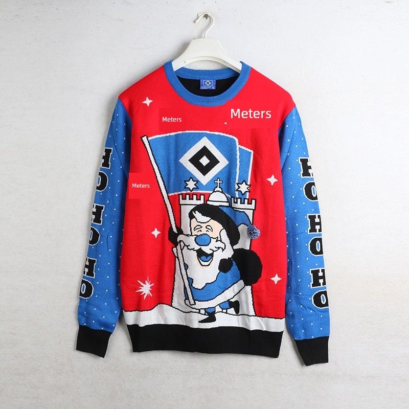 

Солнечный Дом Осень и Зима Новое Поступление Экспорт Мода Рождественский Свитер Свободный Большой Размер Унисекс Носимая Вязаная Одежда Детское Веселье Red Bust size 124