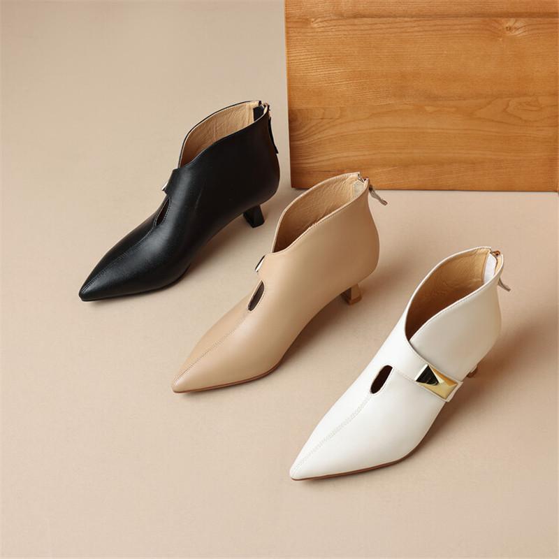 Fashion New Split Leather Ankle Boots Autumn/Winter Women Boots Pointed Toe Thin Heels Boots for Women Fashion Boots Women Zapatos Mujer
