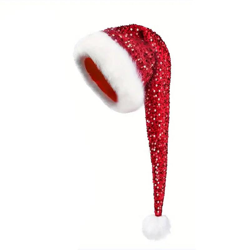 New Christmas sequin hat Christmas decorative atmosphere hat double-layer multi-color thick long haired sequin hat