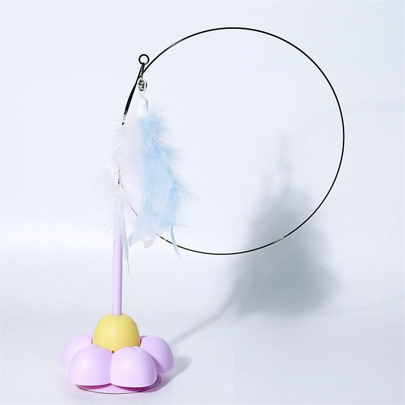 Long Rod Steel Wire Feather & Bell Cat Teaser - Durable Bite-Resistant Interactive Toy