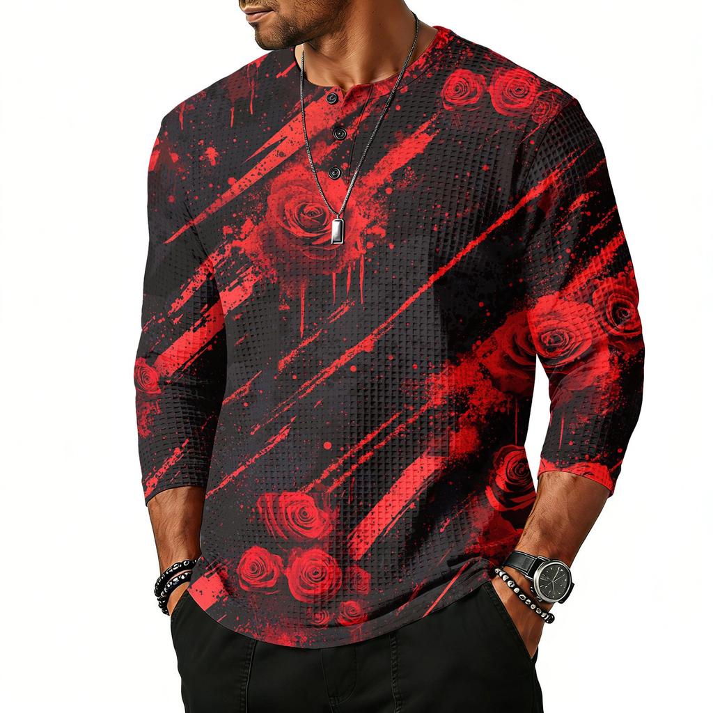 Men Casual Halloween Print Crew Neck Raglan Three Quarter Sleeve Shirt Lightweight Breathable Top for Everyday Wear