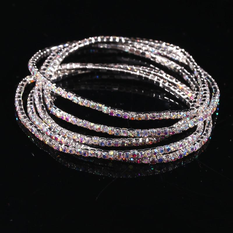 Diamond Elastic Bracelet Color Zircon Rhinestone Claw Chain Crystal Bracelet Gemstone Full Diamond Jewelry