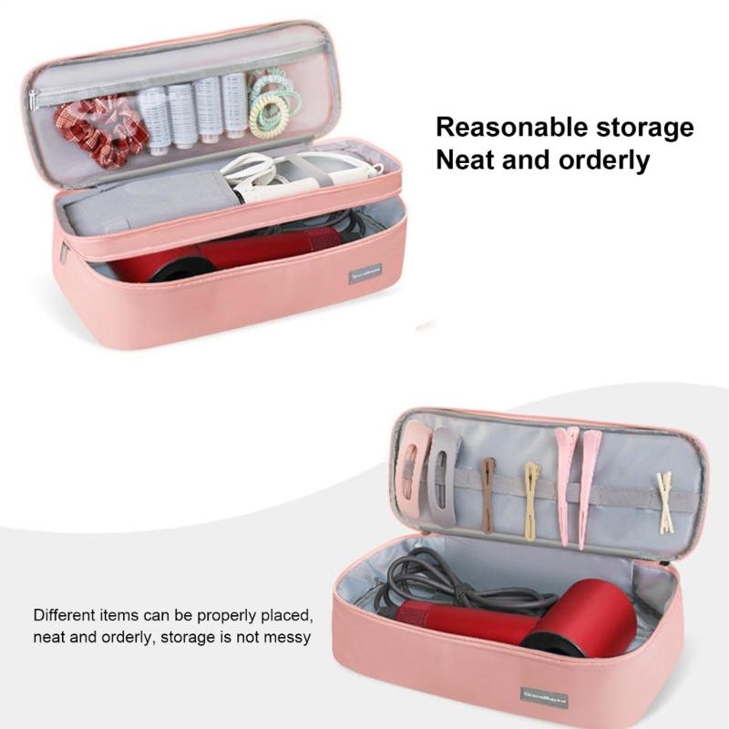 Portable Compact Blow Dryer Carrying Case With Double Layer Compartments Thickened EVA Protections Easy To Carry