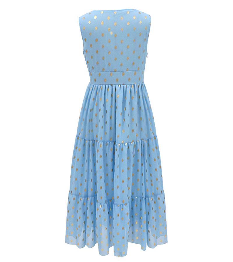 Sommer Damen Sexy Tiefes V Ärmelloses Chiffon Midi Kleid