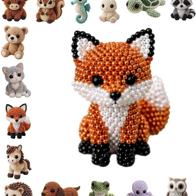 Cute Diy Handmade Colorful Beaded Animal Figurines Material Kit Perfect For Home Desktop Decor Ideal Gifts For Craft Lovers