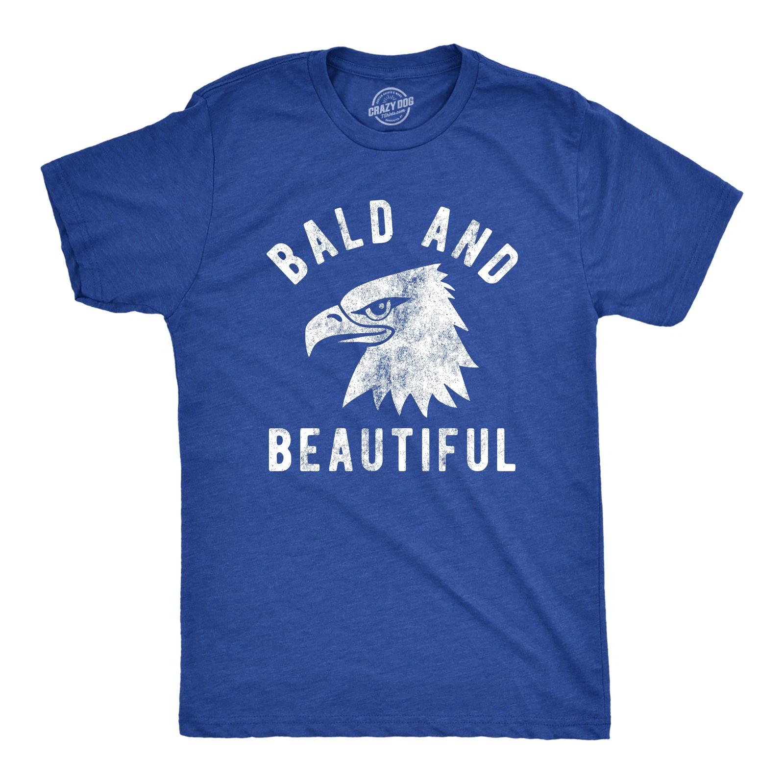 Mens Bald and Beautiful T Shirt Funny Sarcastic Bald Eagle Fourth Of July Party XXL