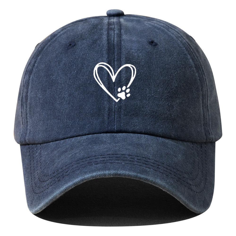 

Baseball Cap For Men With Embroidered Heart Dog Paw Print Sun Protection Adjustable For Spring Outdoors темно-синий