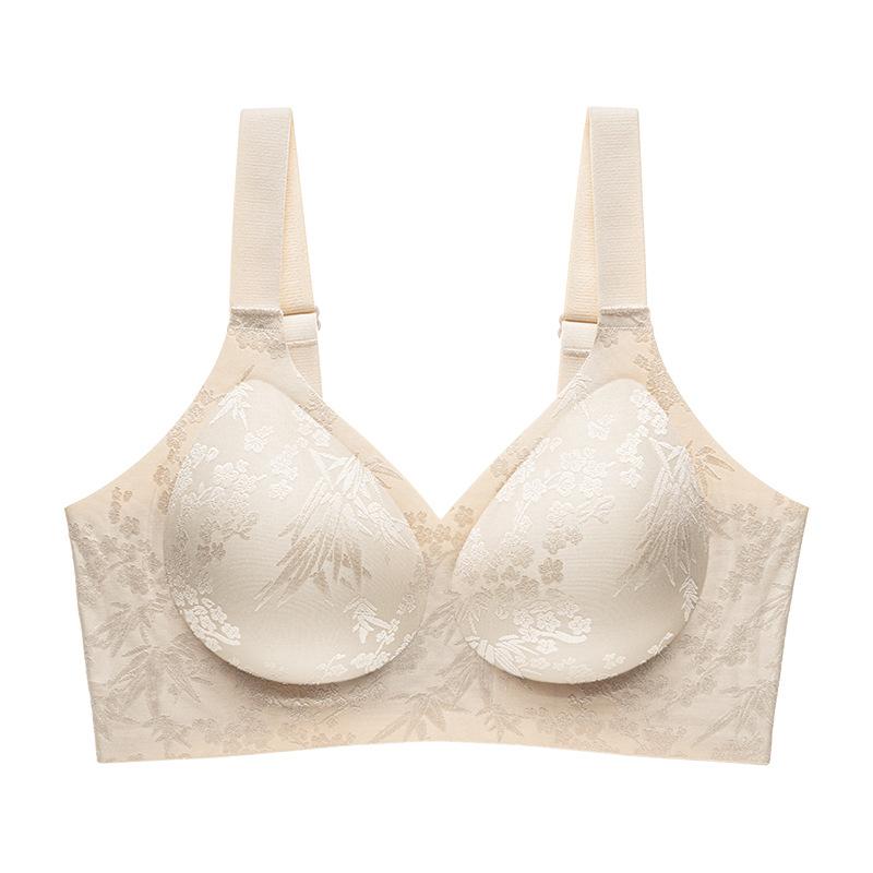Underwear Women's Big Breasts Show Small Gathering, New Collection of Secondary Breasts, Anti-sagging Soft Support National Flower Bra Cover