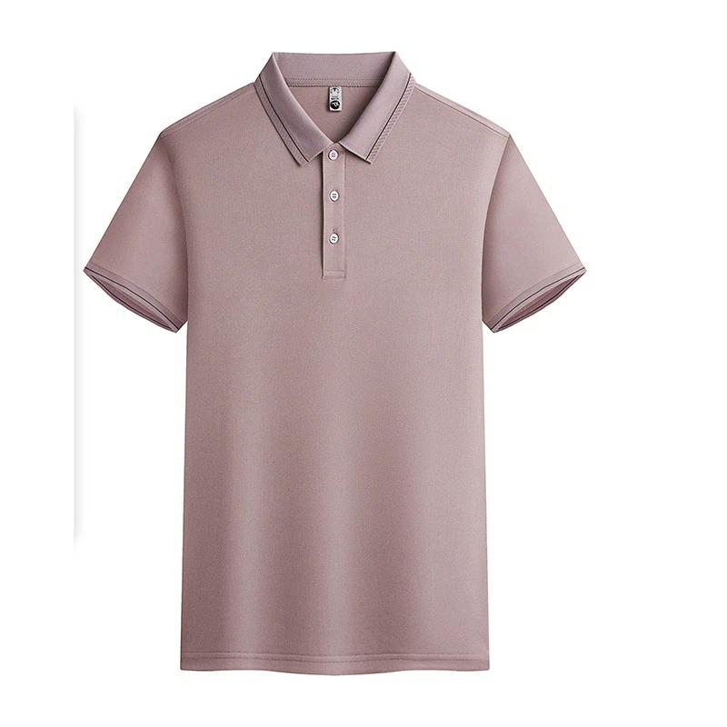 Mens Solid Color Breathable Lapel Short Sleeve Polo Shirt
