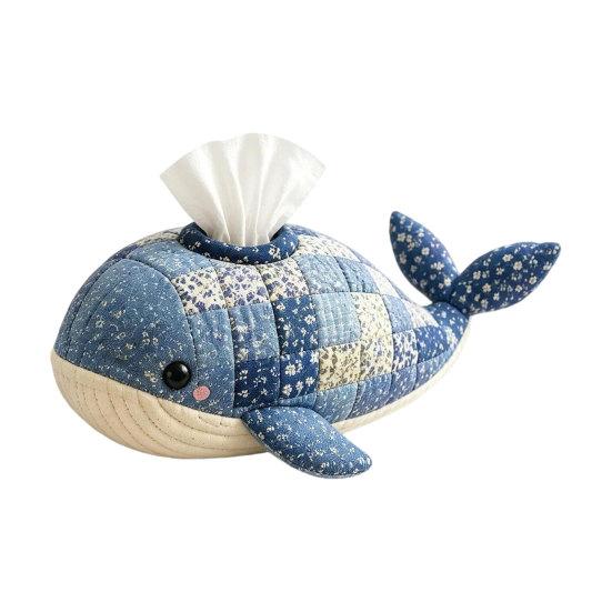 DIY Tissue Box, Top Opening Soft Fabric Cover, Marine Animal Theme Tissue Dispenser, Multipurpose Patchwork Designs Sewing Kit, for Home Car Office