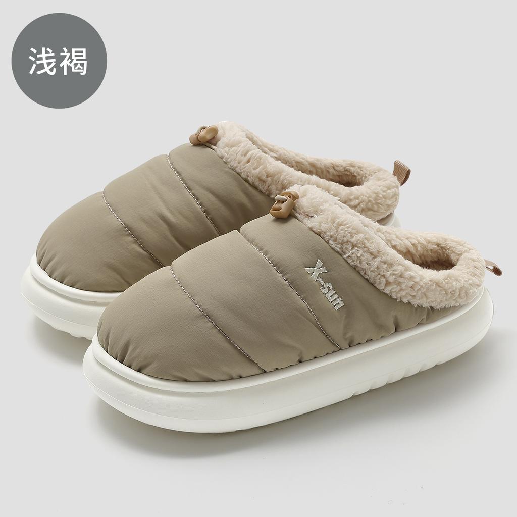 Winter household couple cotton slippers home indoor thick-soled non-slip waterproof velvet thermal cotton shoes