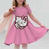 New Summer Dress Fashion Cartoon Cute Hello Kitty 3D Print Dresses Kids Short Sleeve Princess Girls Party Children Clothes