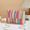 Color Striped Woven Hanging Bell Decoration Small Square Bag Women's New Chain Single Shoulder Crossbody Armpit