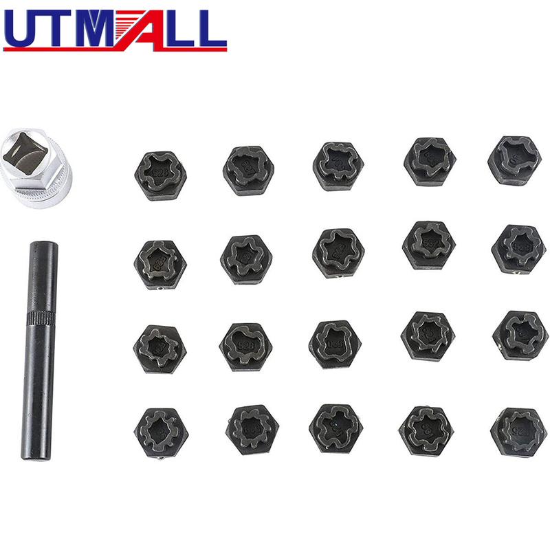 22pcs Wheel Lock Lug Nut Removal Key Socket Set Anti-Theft Screw Kit for VW Special Keys and a Long 1/2" Square Drive Adapter