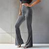 Women's Fashion Sexy High Waist Gold Velvet Ribbed Flared Pants