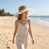 Sun Hat Breathable Large Brim Design Sun Protection Hat Lace Bow Decoration French Style Straw Hat Headwear