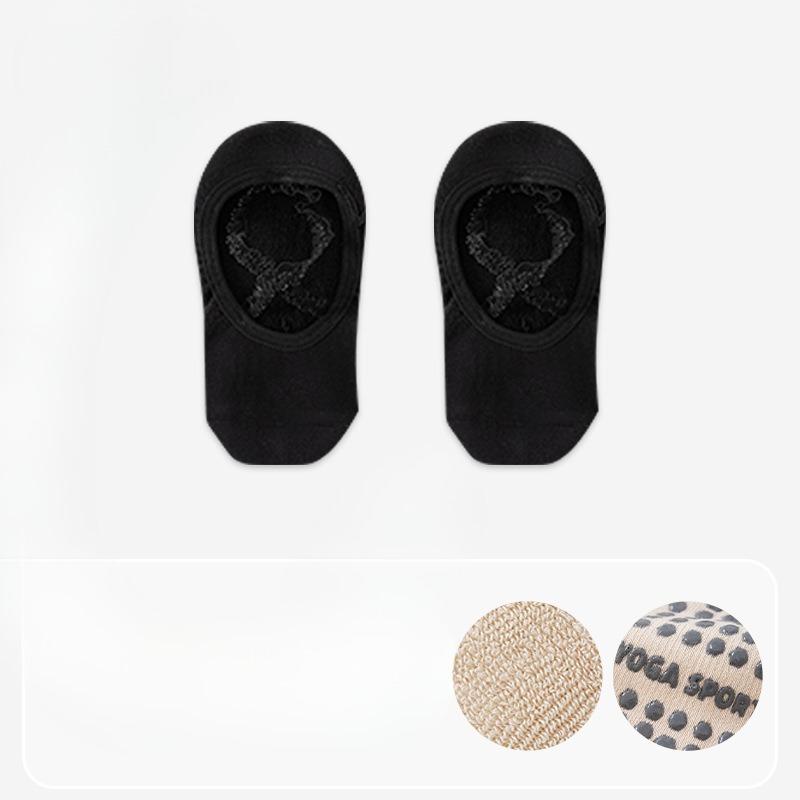 

Female Spring and Autumn Professional Yoga Pilates Sports Hoop Sweat Absorption Silicone Non Skid Boat Socks 1 pair чёрный