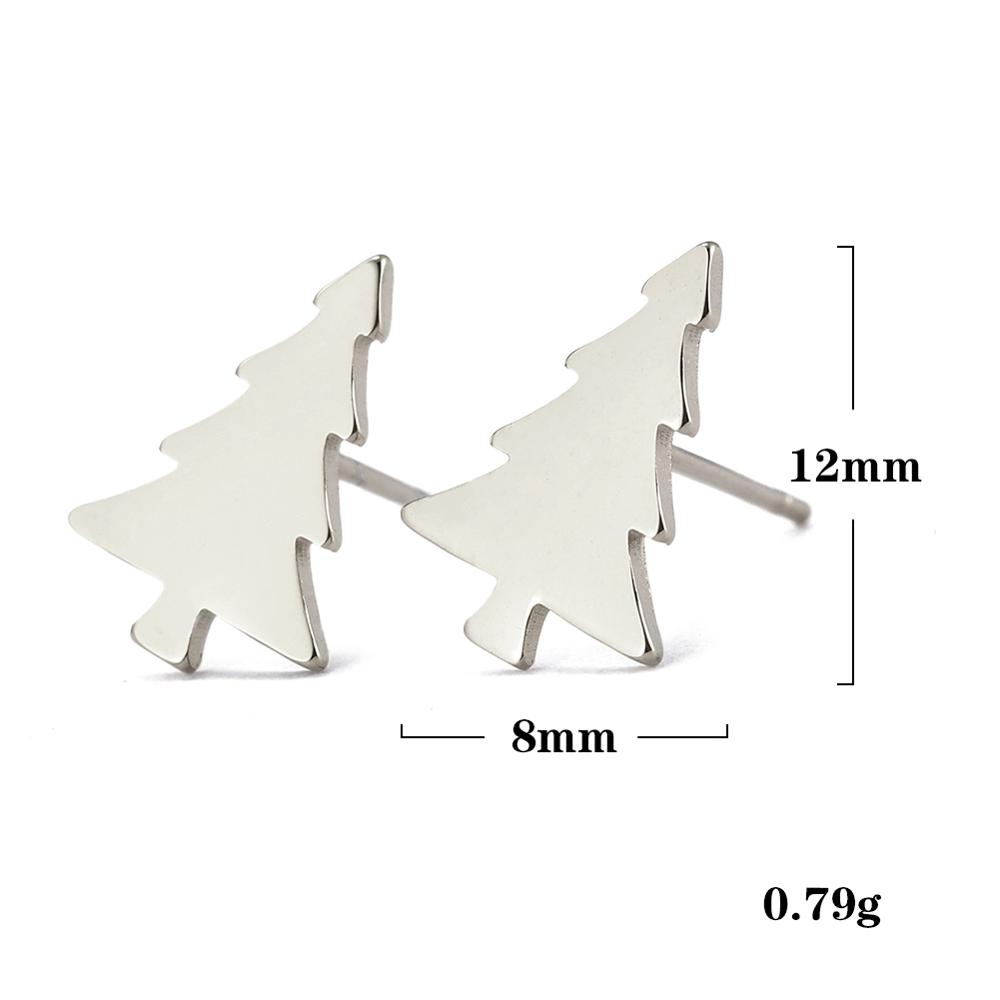Snowflake Tree Elk Jingle Bell Stud Earring Women Stainless Steel Gold Earrings Jewelry Valentine Gift