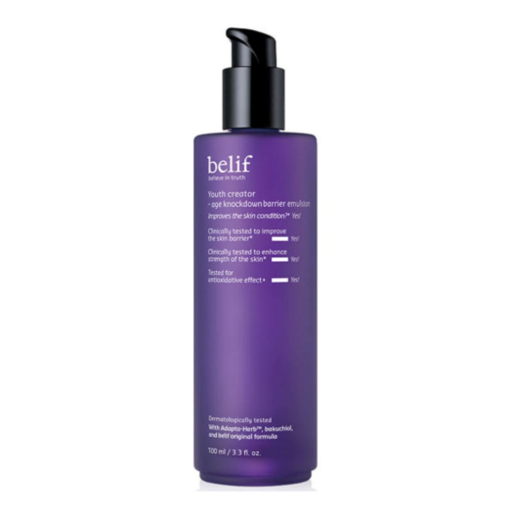 Belif Youth Creator Age Knockdown Barrier Emulsion 100mL - Anti-Aging Moisture Shield, Firming & Deeply Nourishing Face Lotion