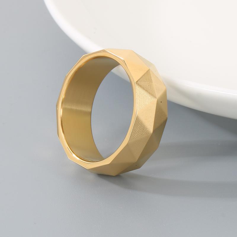 Fade Geometric Faceted Ring for Men Stainless Steel Cut Finger Anillos Hip Hop Polygon Ring Jewelry Gifts for Couples