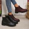 Moda Damskie Buty Jesień Antypoślizgowe Wodoodporne Wysokie Czarne Sznurowane Casualowe Skórzane Buty Platformowe Botki Trend Modowy Buty Motocyklowe